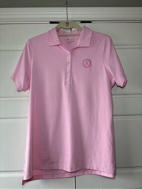 Peter Millar Light Pink Polo with Embroidered Wreath Crest